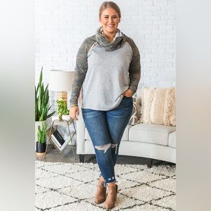 Impressions | Distressed‎ Camo Cowl Neck Sweater